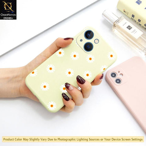 iPhone 13 Mini Cover - ONation Daisy Series - HQ Liquid Silicone Elegant Colors Camera Protection Soft Case