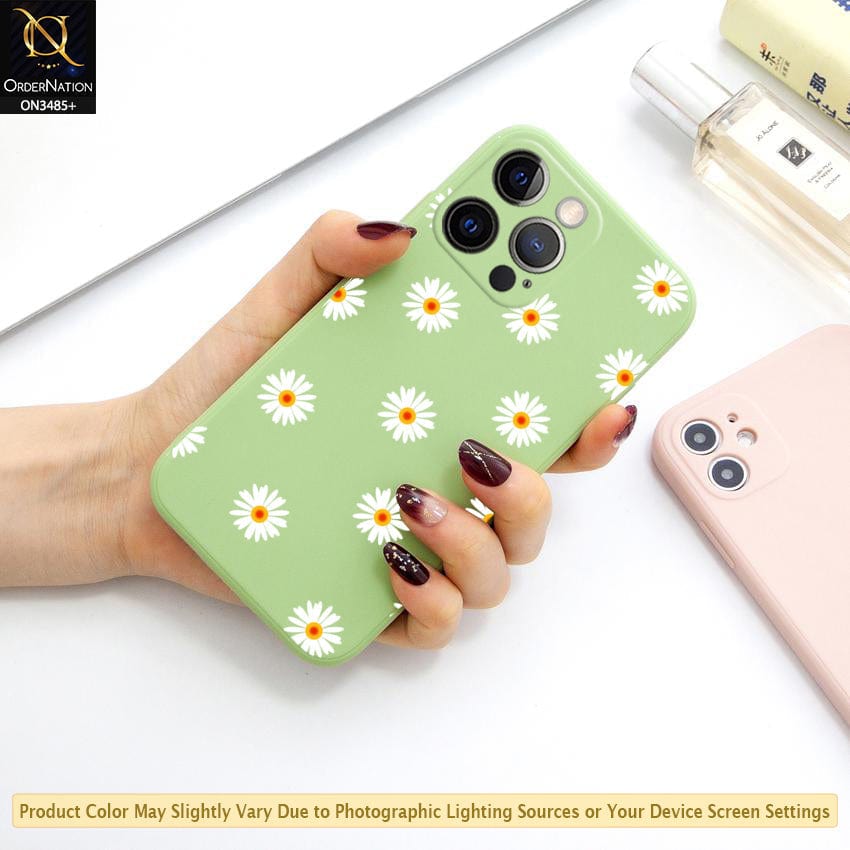 iPhone 13 Pro Cover - ONation Daisy Series - HQ Liquid Silicone Elegant Colors Camera Protection Soft Case