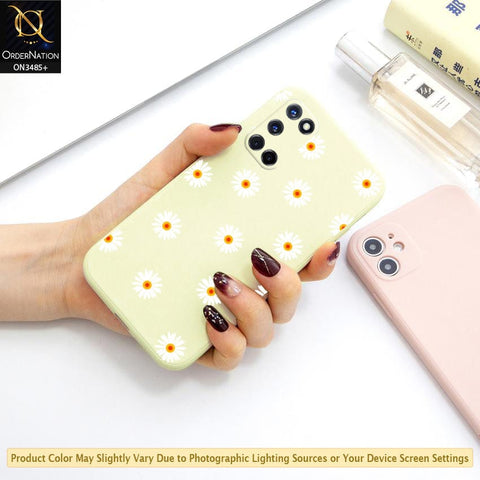 Oppo A72 Cover - ONation Daisy Series - HQ Liquid Silicone Elegant Colors Camera Protection Soft Case