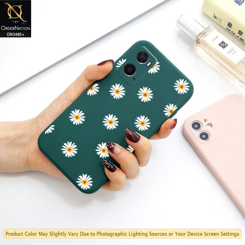 Oppo A76 Cover - ONation Daisy Series - HQ Liquid Silicone Elegant Colors Camera Protection Soft Case