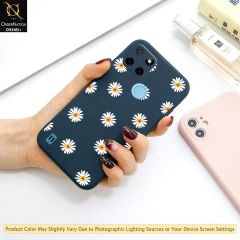 Realme C21Y Cover - ONation Daisy Series - HQ Liquid Silicone Elegant Colors Camera Protection Soft Case