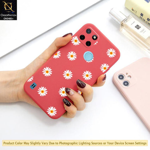 Realme C21Y Cover - ONation Daisy Series - HQ Liquid Silicone Elegant Colors Camera Protection Soft Case