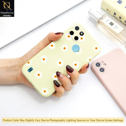 Realme C21Y Cover - ONation Daisy Series - HQ Liquid Silicone Elegant Colors Camera Protection Soft Case