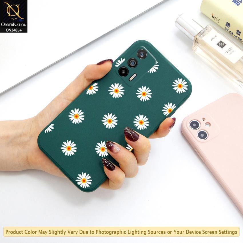 Realme GT 5G Cover - ONation Daisy Series - HQ Liquid Silicone Elegant Colors Camera Protection Soft Case
