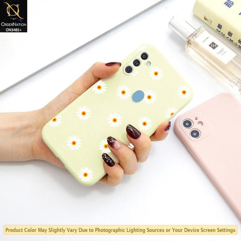 Samsung Galaxy A11 Cover - ONation Daisy Series - HQ Liquid Silicone Elegant Colors Camera Protection Soft Case