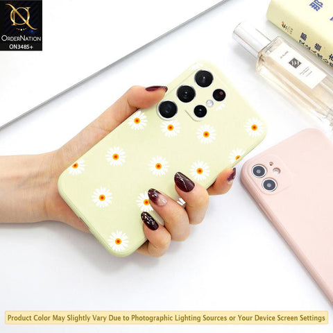 Samsung Galaxy S22 Ultra 5G Cover - ONation Daisy Series - HQ Liquid Silicone Elegant Colors Camera Protection Soft Case