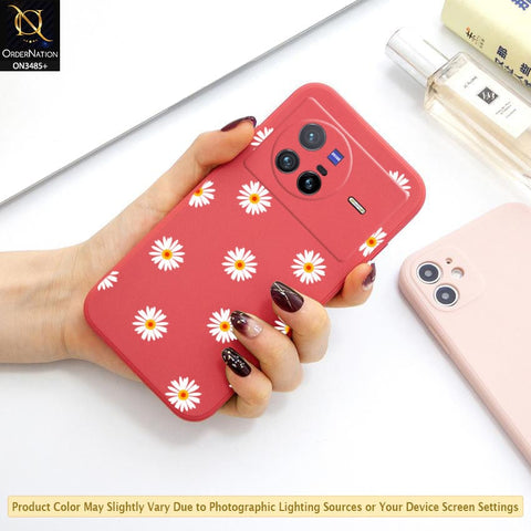 Vivo X80 Cover - ONation Daisy Series - HQ Liquid Silicone Elegant Colors Camera Protection Soft Case