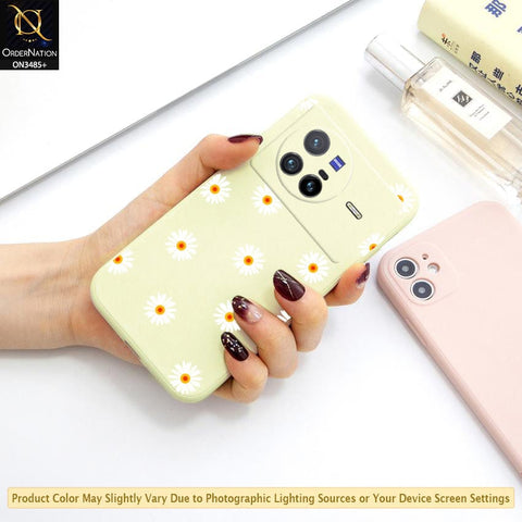 Vivo X80 Cover - ONation Daisy Series - HQ Liquid Silicone Elegant Colors Camera Protection Soft Case