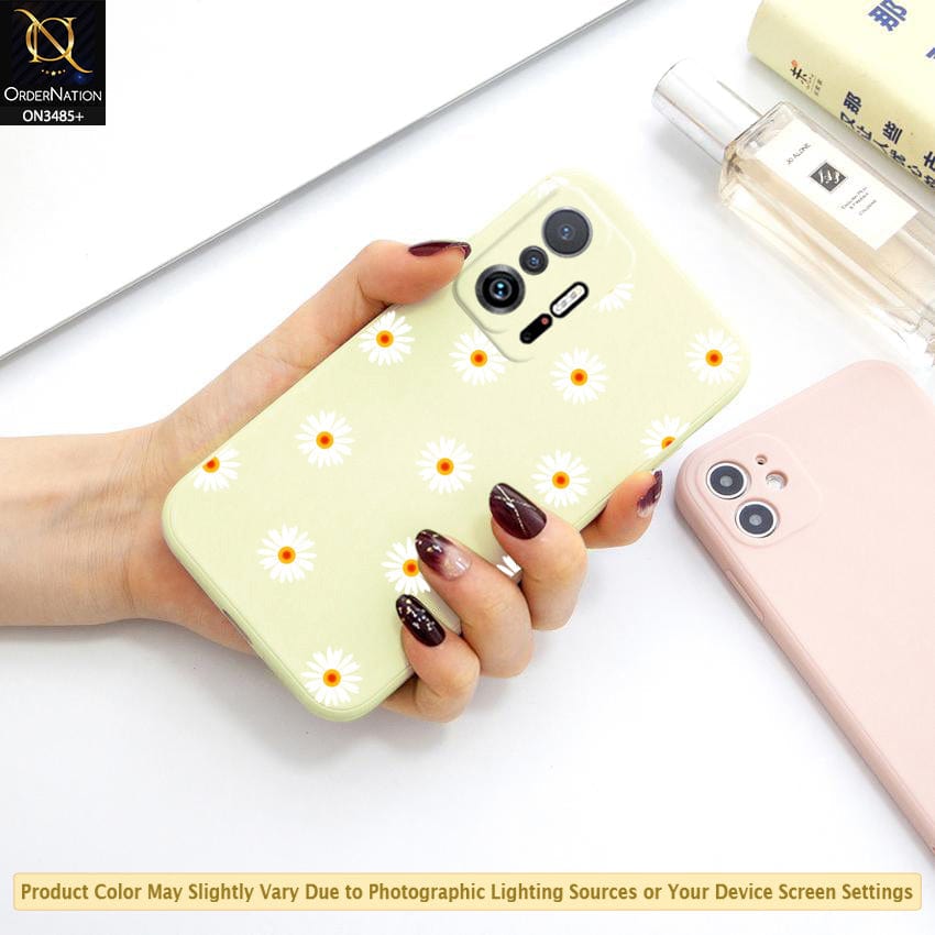 Xiaomi 11T Cover - ONation Daisy Series - HQ Liquid Silicone Elegant Colors Camera Protection Soft Case