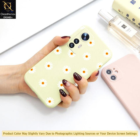 Xiaomi 12X Cover - ONation Daisy Series - HQ Liquid Silicone Elegant Colors Camera Protection Soft Case