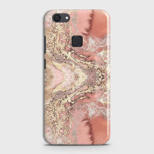 vivo V7 Plus Cover - Trendy Chic Rose Gold Marble Printed Hard Case with Life Time Colors Guarantee