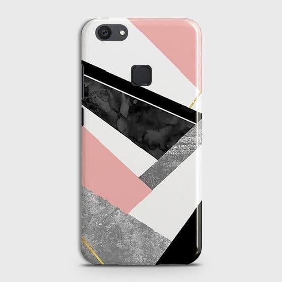 vivo V7 Plus Cover - Matte Finish - Geometric Luxe Marble Trendy Printed Hard Case with Life Time Colors Guarantee