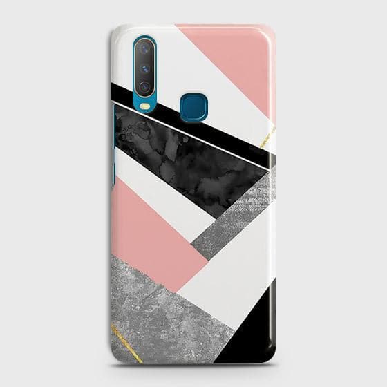 vivo Y12 Cover - Matte Finish - Geometric Luxe Marble Trendy Printed Hard Case with Life Time Colors Guarantee
