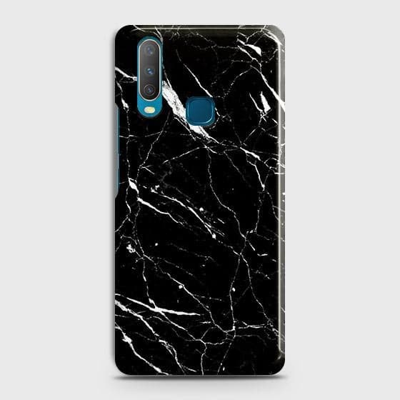 vivo Y15 Cover - Trendy Black Marble Printed Hard Case with Life Time Colors Guarantee(1b27)