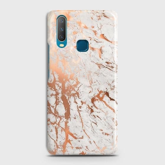 vivo Y17 Cover - In Chic Rose Gold Chrome Style Printed Hard Case with Life Time Colors Guarantee