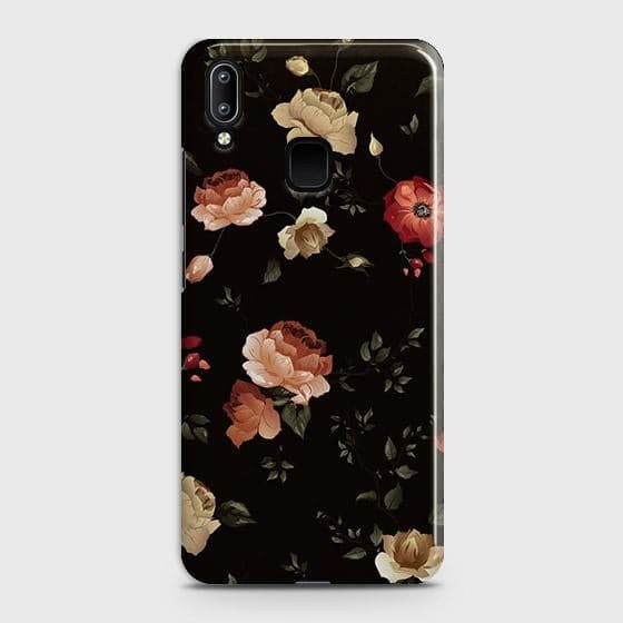 vivo Y93 Cover - Matte Finish - Dark Rose Vintage Flowers Printed Hard Case with Life Time Colors Guarantee