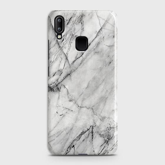 vivo Y93 Cover - Matte Finish - Trendy White Floor Marble Printed Hard Case with Life Time Colors Guarantee - D2