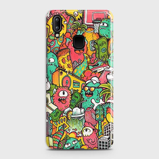 vivo Y93 Cover - Matte Finish - Candy Colors Trendy Sticker Collage Printed Hard Case with Life Time Colors Guarantee