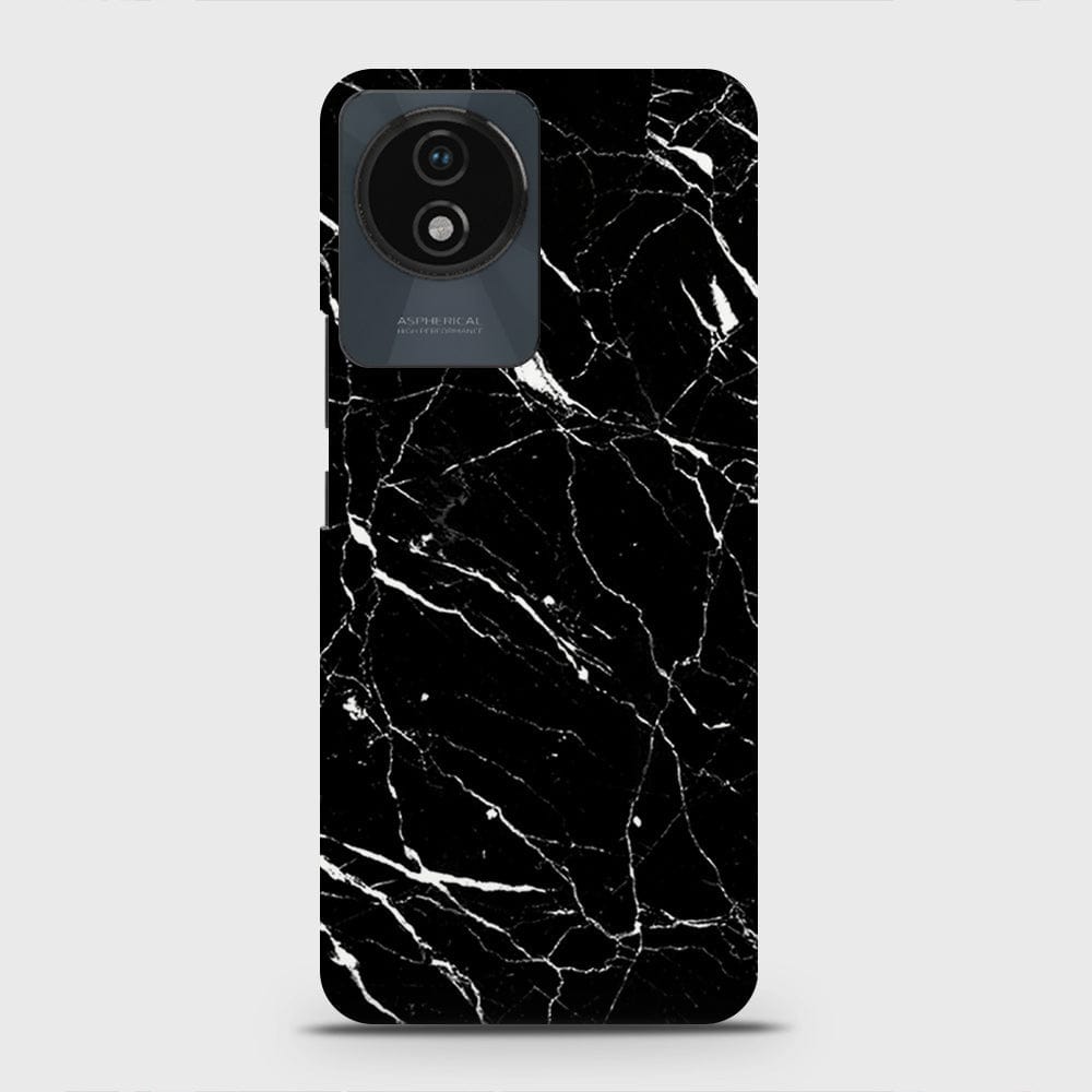 Vivo Y11 2023 Cover - Trendy Black Marble Printed Hard Case with Life Time Colors Guarantee