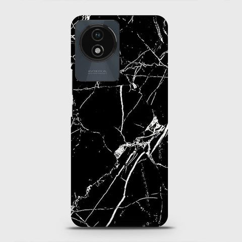 Vivo Y02A Cover - Black Modern Classic Marble Printed Hard Case with Life Time Colors Guarantee