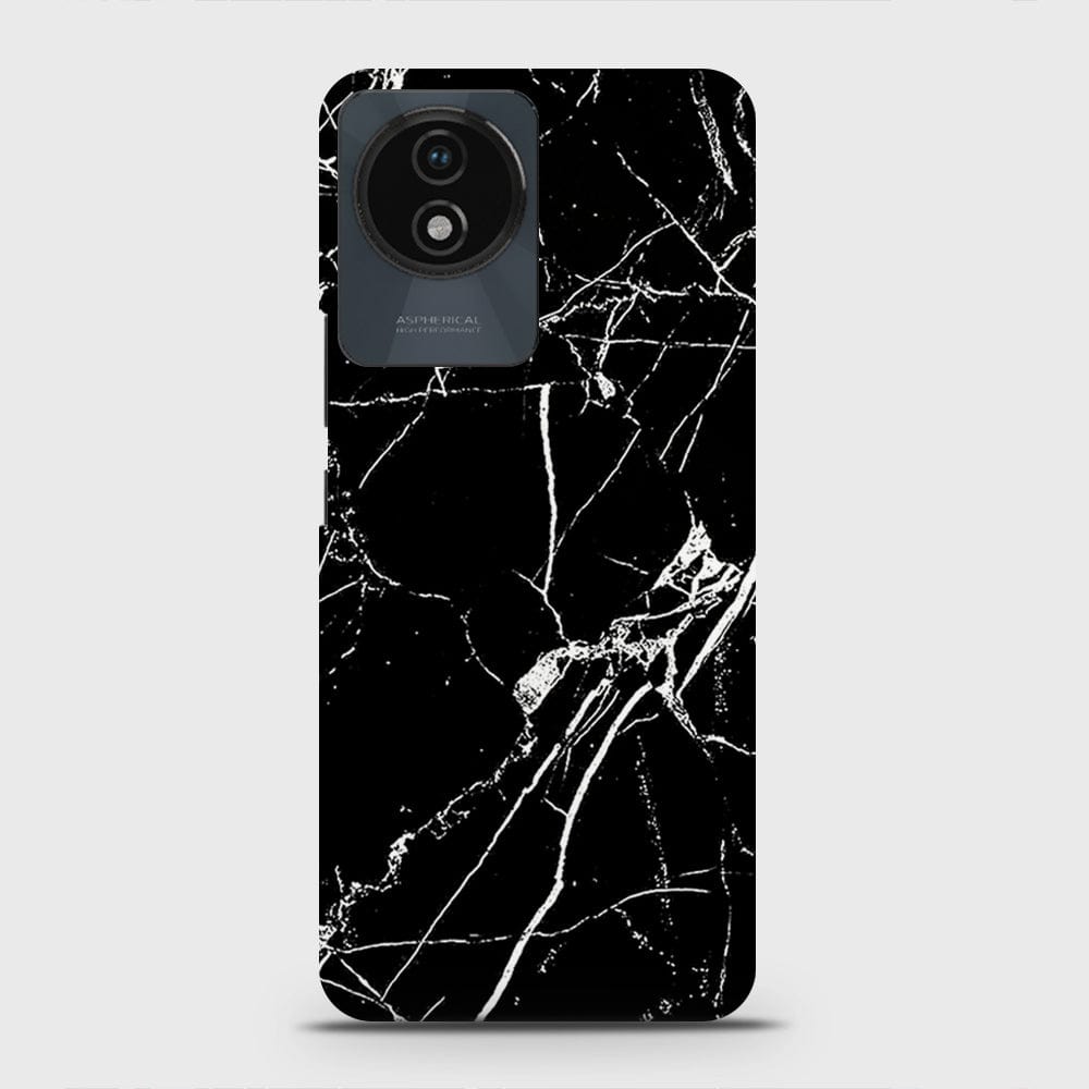 Vivo Y02t Cover - Black Modern Classic Marble Printed Hard Case with Life Time Colors Guarantee