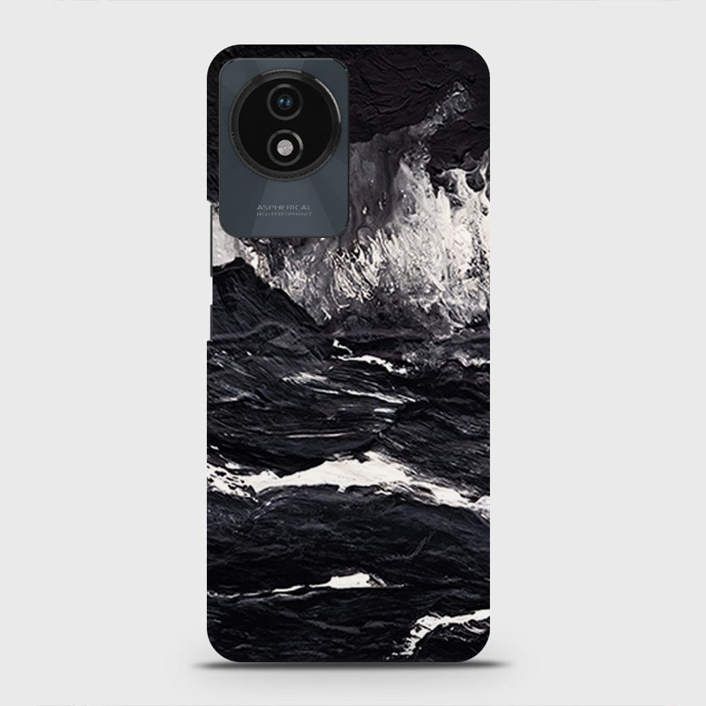 Vivo Y02 Cover - Black Ocean Marble Trendy Printed Hard Case with Life Time Colors Guarantee