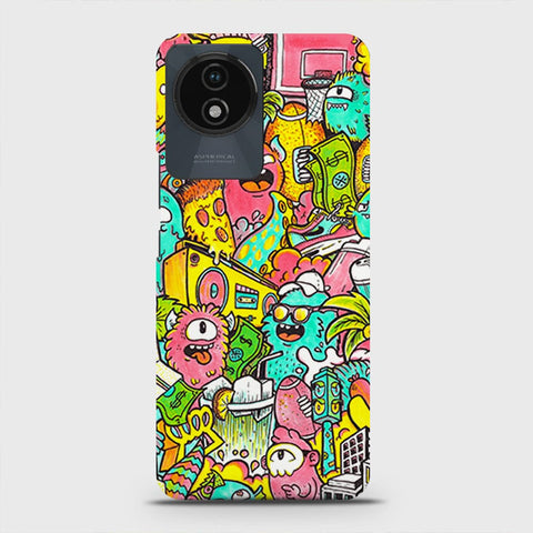 Vivo Y11 2023 Cover - Candy Colors Trendy Sticker Collage Printed Hard Case with Life Time Colors Guarantee