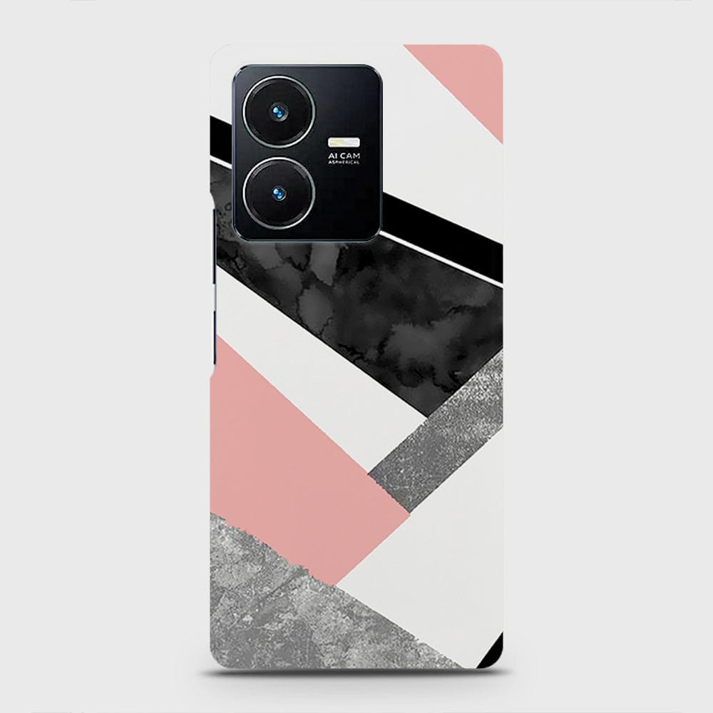 Vivo Y22 Cover - Geometric Luxe Marble Trendy Printed Hard Case with Life Time Colors Guarantee