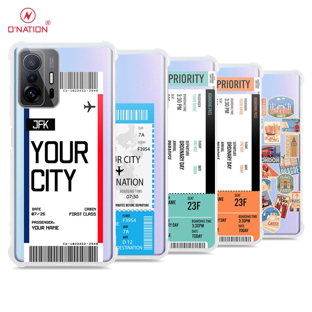 Xiaomi 11T Pro Cover - Personalised Boarding Pass Ticket Series - 5 Designs - Clear Phone Case - Soft Silicon Borders