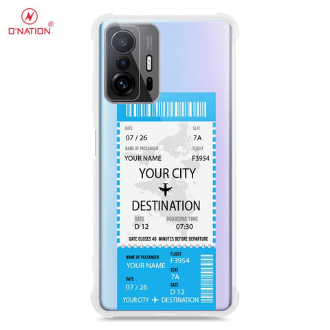 Xiaomi 11T Pro Cover - Personalised Boarding Pass Ticket Series - 5 Designs - Clear Phone Case - Soft Silicon Borders