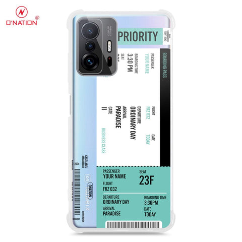 Xiaomi 11T Pro Cover - Personalised Boarding Pass Ticket Series - 5 Designs - Clear Phone Case - Soft Silicon Borders