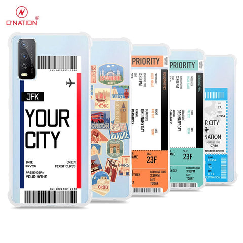 Vivo Y12s Cover - Personalised Boarding Pass Ticket Series - 5 Designs - Clear Phone Case - Soft Silicon Borders