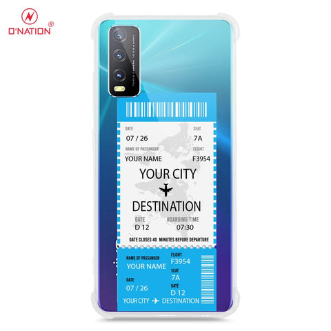 Vivo Y20T Cover - Personalised Boarding Pass Ticket Series - 5 Designs - Clear Phone Case - Soft Silicon Borders