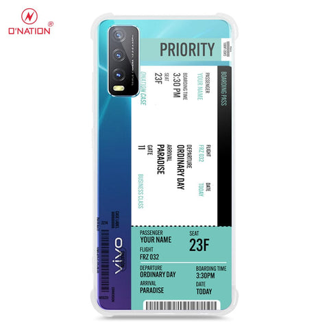 Vivo Y20T Cover - Personalised Boarding Pass Ticket Series - 5 Designs - Clear Phone Case - Soft Silicon Borders