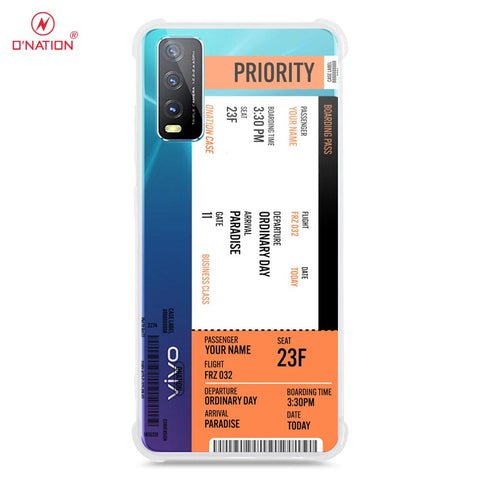 Vivo Y20T Cover - Personalised Boarding Pass Ticket Series - 5 Designs - Clear Phone Case - Soft Silicon Borders