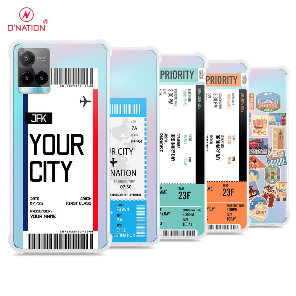 Vivo Y21 Cover - Personalised Boarding Pass Ticket Series - 5 Designs - Clear Phone Case - Soft Silicon Borders