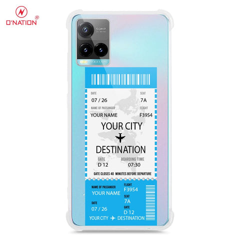 Vivo Y21s Cover - Personalised Boarding Pass Ticket Series - 5 Designs - Clear Phone Case - Soft Silicon Borders