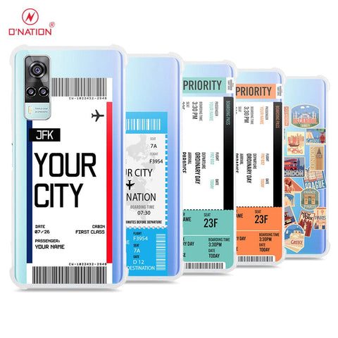 Vivo Y51a Cover - Personalised Boarding Pass Ticket Series - 5 Designs - Clear Phone Case - Soft Silicon Borders