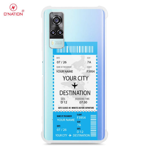 Vivo Y51a Cover - Personalised Boarding Pass Ticket Series - 5 Designs - Clear Phone Case - Soft Silicon Borders