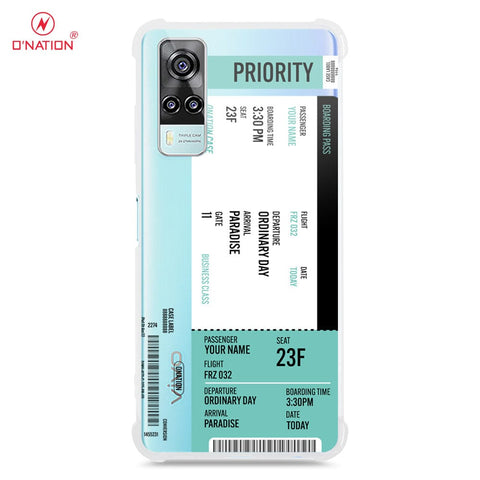 Vivo Y51a Cover - Personalised Boarding Pass Ticket Series - 5 Designs - Clear Phone Case - Soft Silicon Borders