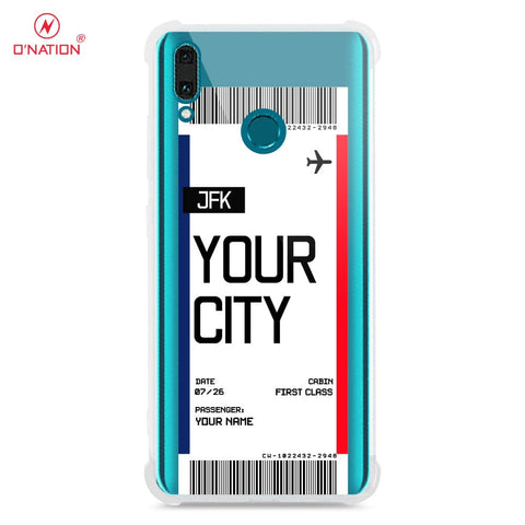 Huawei Y9 2019 Cover - Personalised Boarding Pass Ticket Series - 5 Designs - Clear Phone Case - Soft Silicon Borders